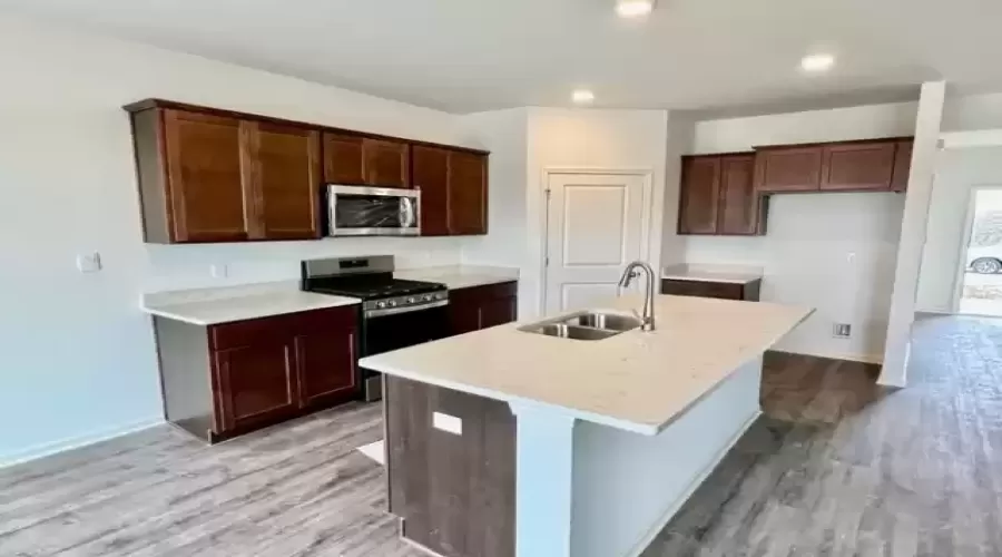 Photo of actual kitchen and cabinet color.