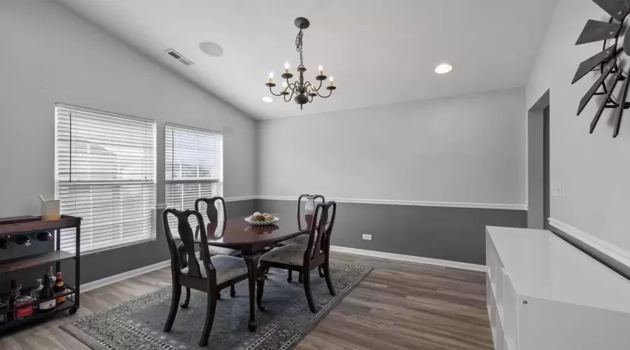 The family room opens right into the dining room,