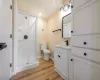 Light and bright! This bathroom features a clean d